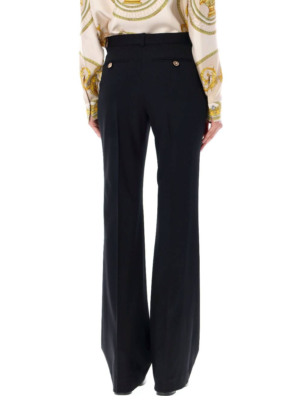 VERSACE  Pantaloni Svasati in Lana a Vita Alta Versace Novità