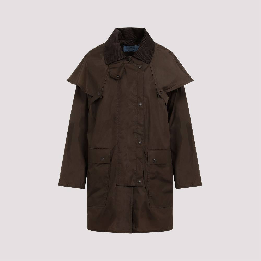 PRADA  Giacca da Donna Prada Marrone con Collo in Velluto a Coste in Poliammide Online