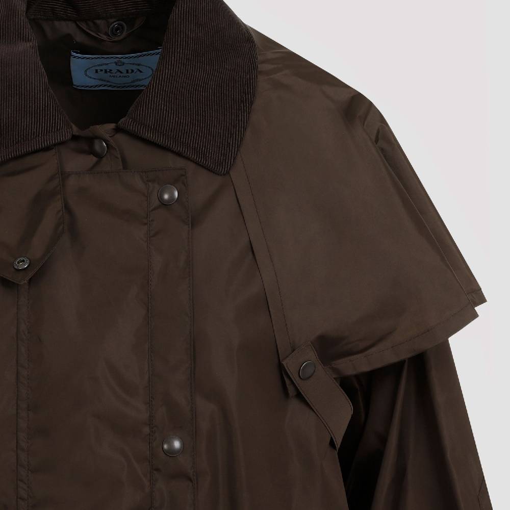PRADA  Giacca da Donna Prada Marrone con Collo in Velluto a Coste in Poliammide Online