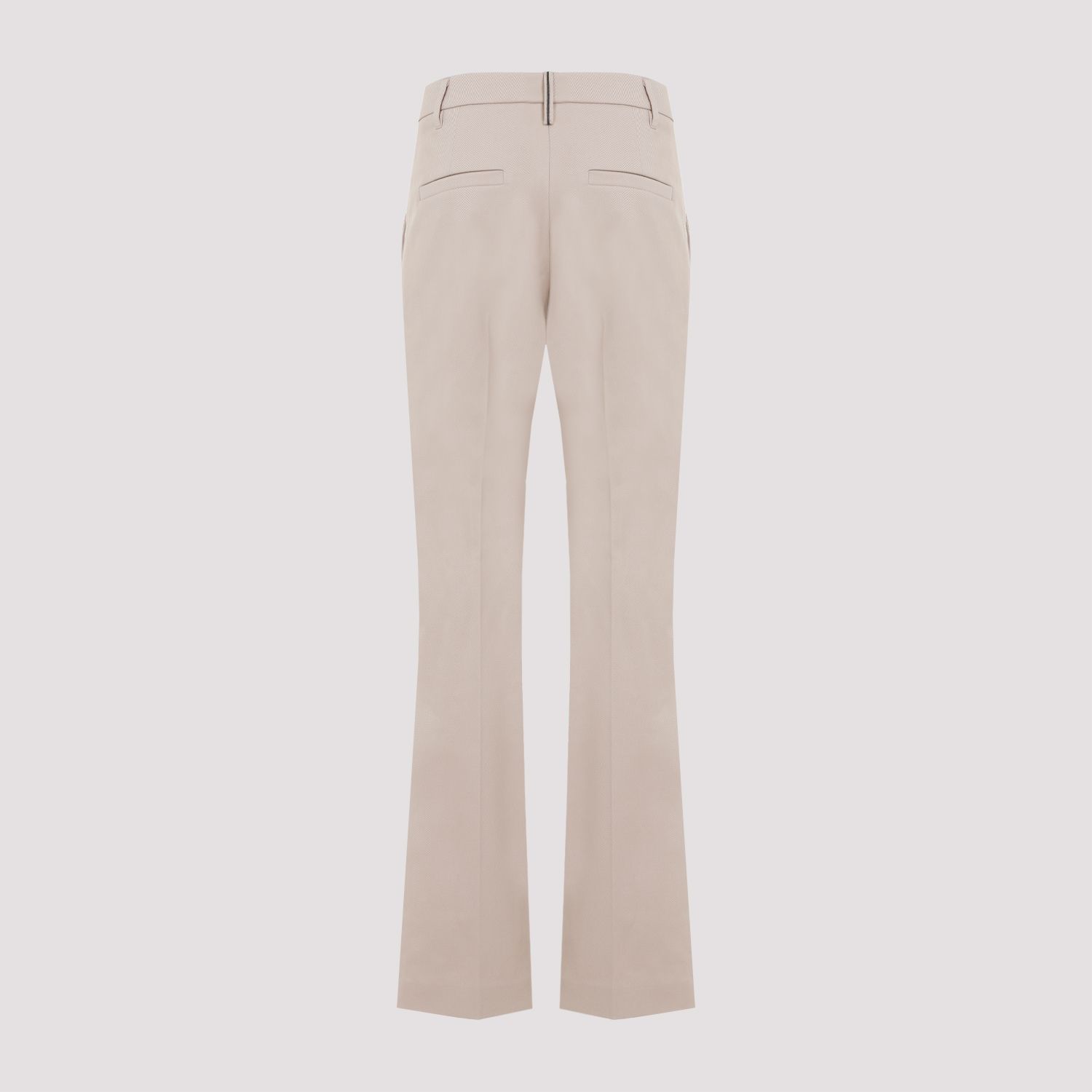BRUNELLO CUCINELLI  Pantaloni in Cotone Sabbia con Dettaglio Monili Brunello Cucinelli Outlet