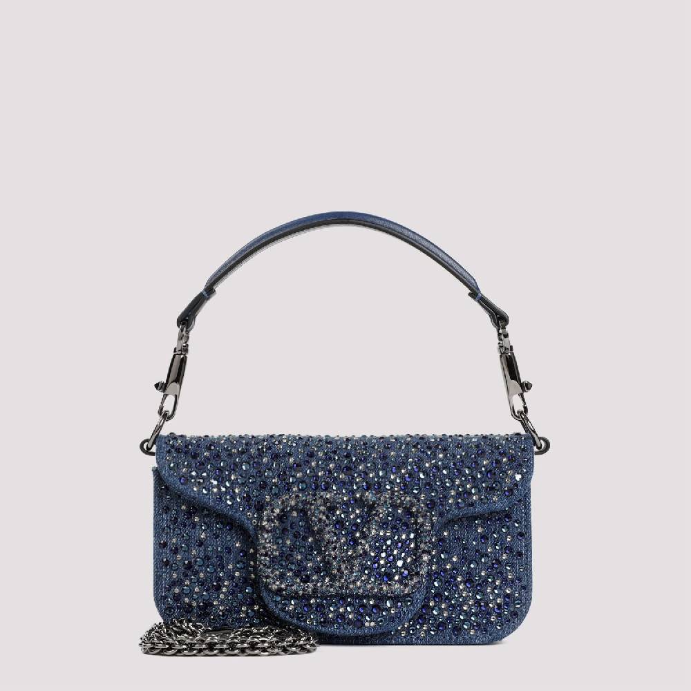 VALENTINO GARAVANI  Borsa a Spalla Piccola Blu con Strass di Valentino Garavani Prezzo Ridotto