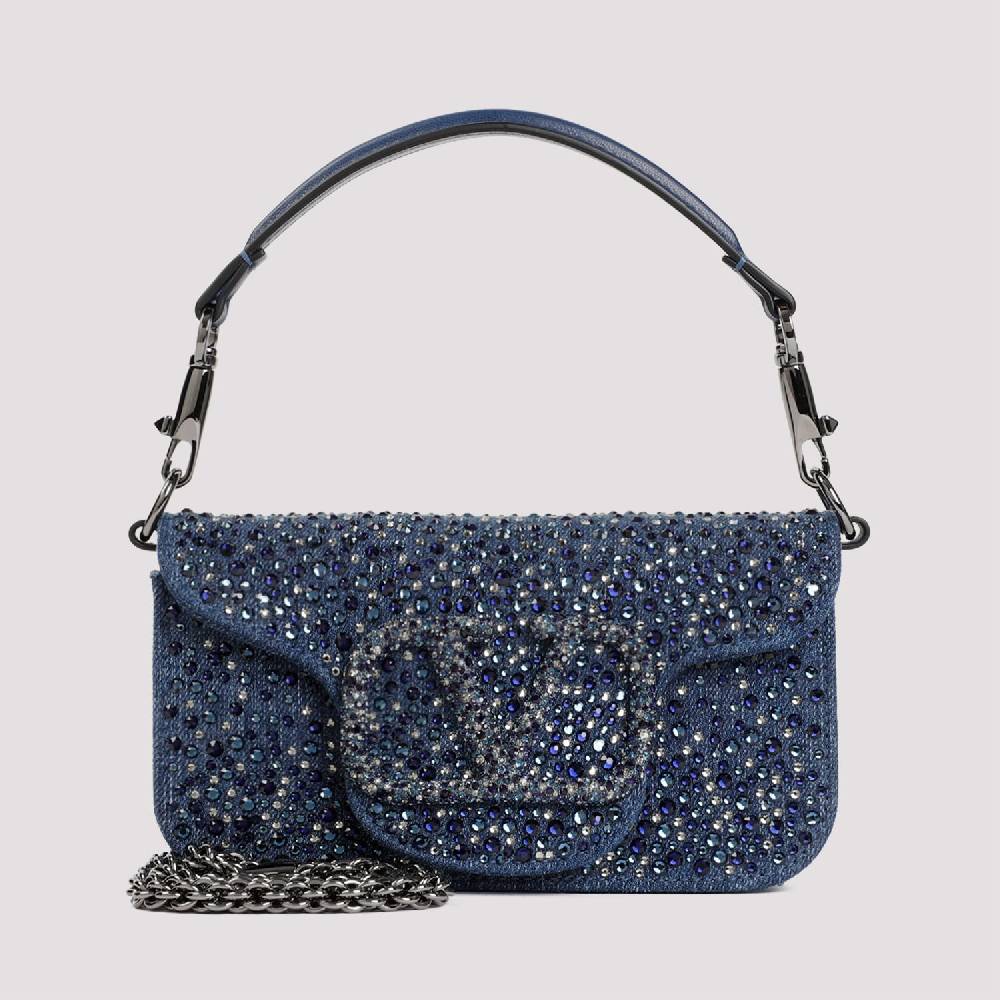 VALENTINO GARAVANI  Borsa a Spalla Piccola Blu con Strass di Valentino Garavani Prezzo Ridotto