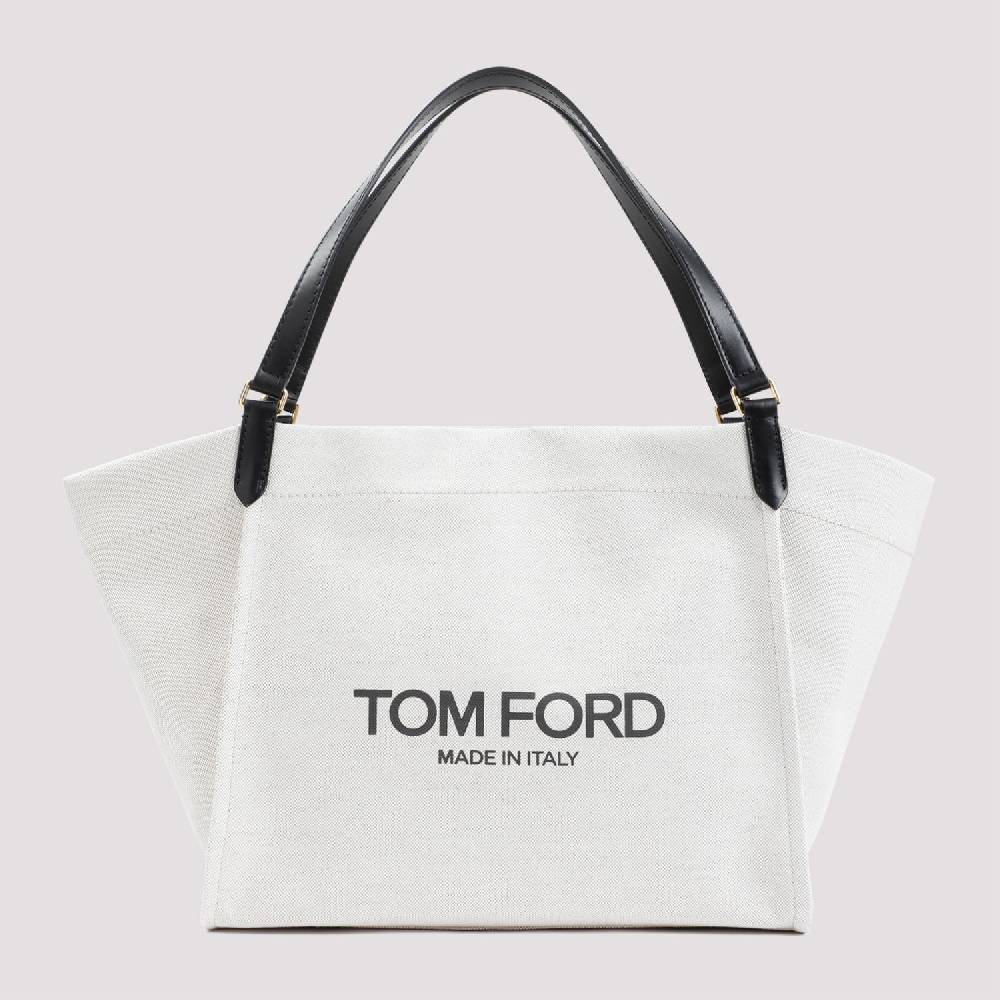 TOM FORD  Borsa Tote Shopper Cotone e Pelle Nera Tom Ford Economico