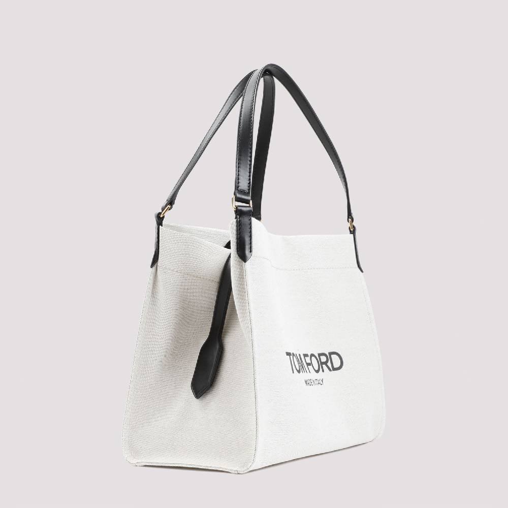 TOM FORD  Borsa Tote Shopper Cotone e Pelle Nera Tom Ford Economico