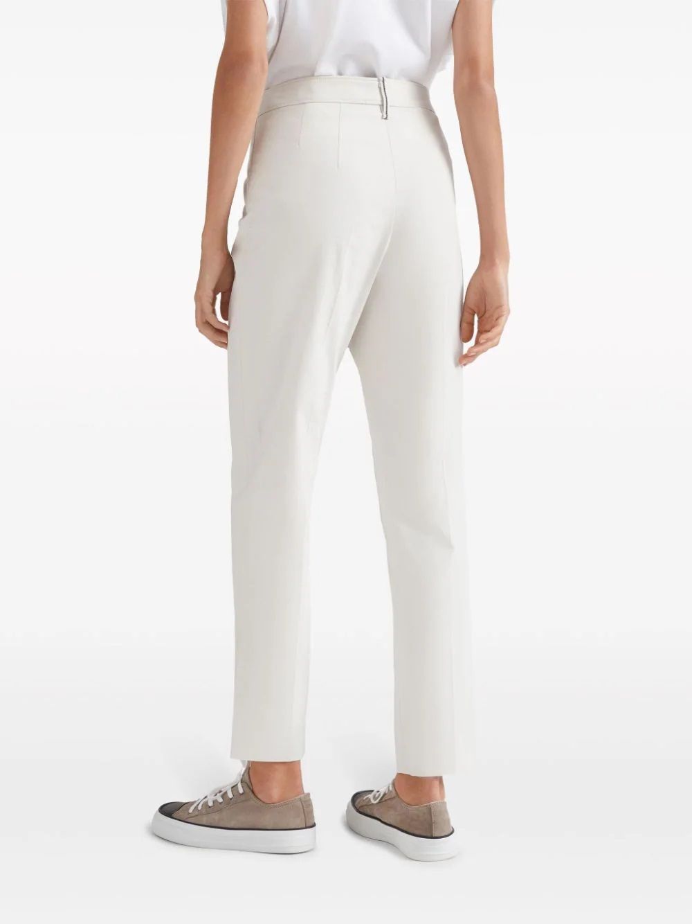 BRUNELLO CUCINELLI  Pantaloni Donna Bianchi in Cotone Elasticizzato Brunello Cucinelli Moda