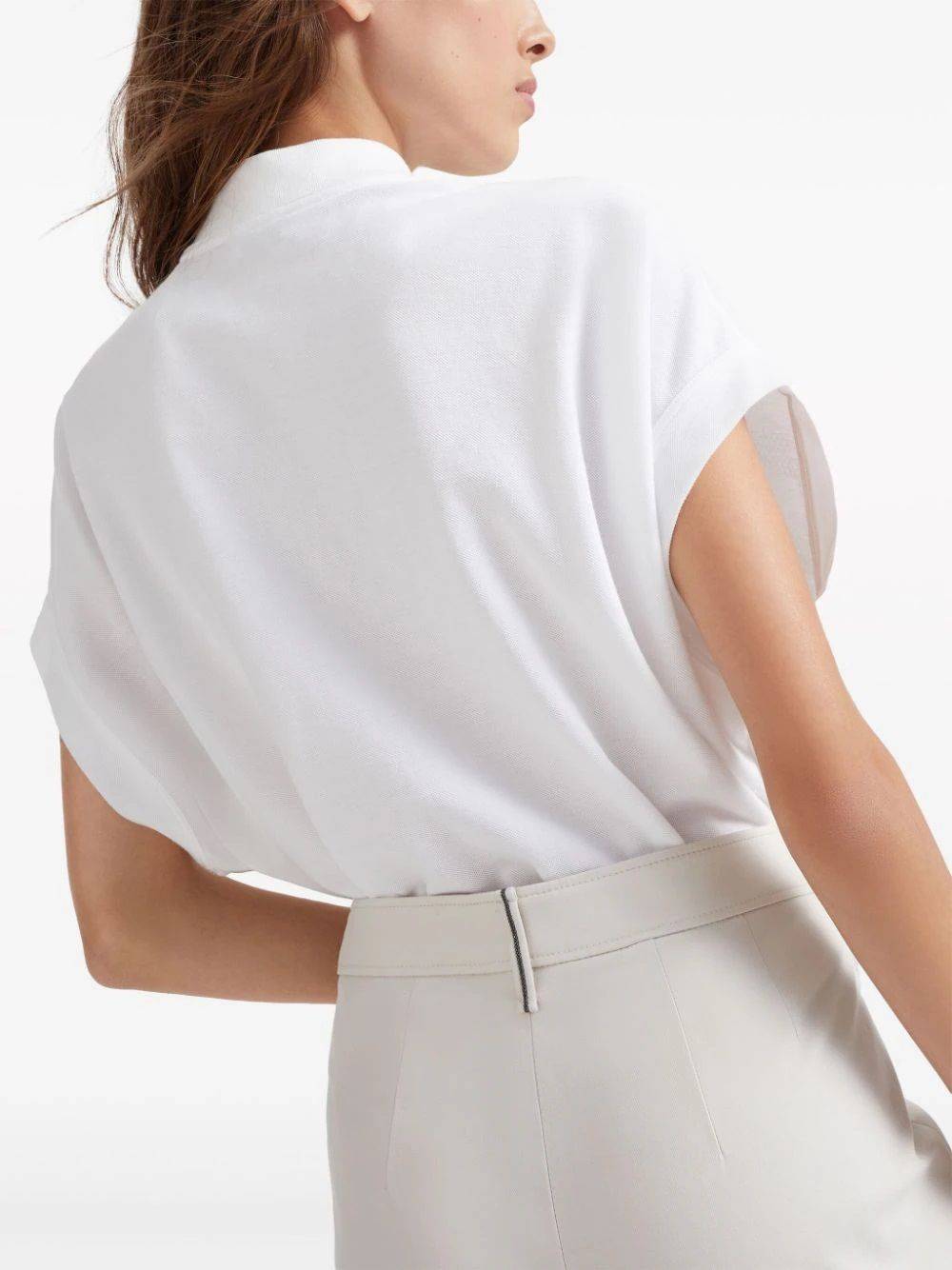 BRUNELLO CUCINELLI  Pantaloni Donna Bianchi in Cotone Elasticizzato Brunello Cucinelli Moda