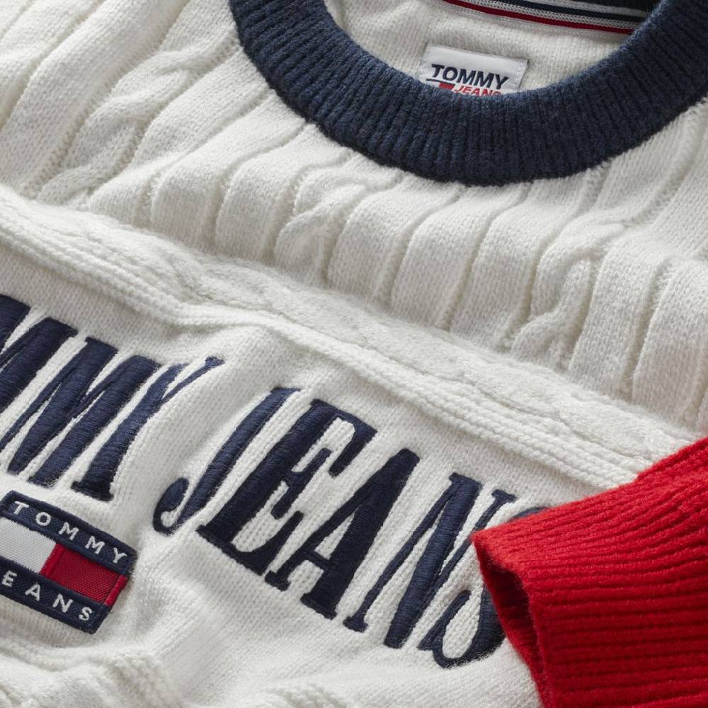 TOMMY JEANS  Felpa di Cotone Bianca Tommy Jeans Donna In Linea