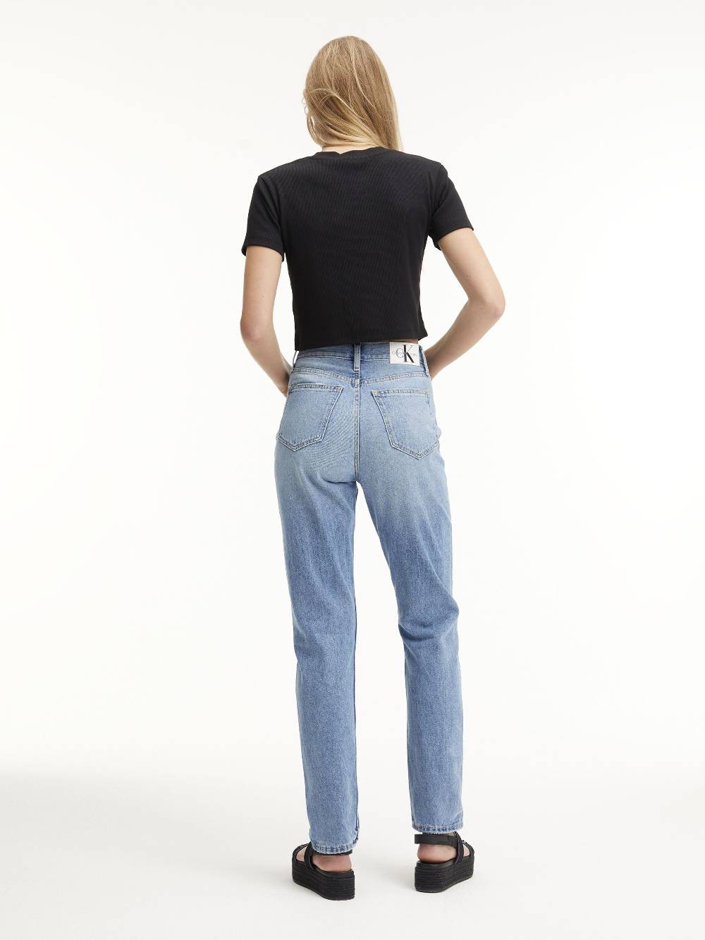 CALVIN KLEIN  Jeans Slim Fit a Vita Alta Calvin Klein in Azzurro Qualità