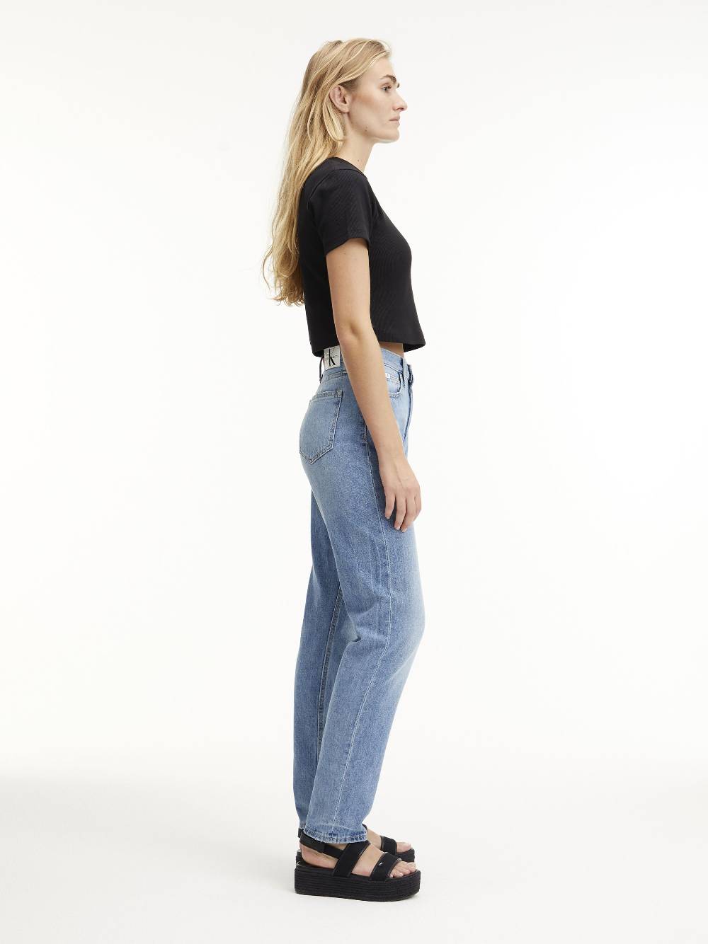 CALVIN KLEIN  Jeans Slim Fit a Vita Alta Calvin Klein in Azzurro Qualità