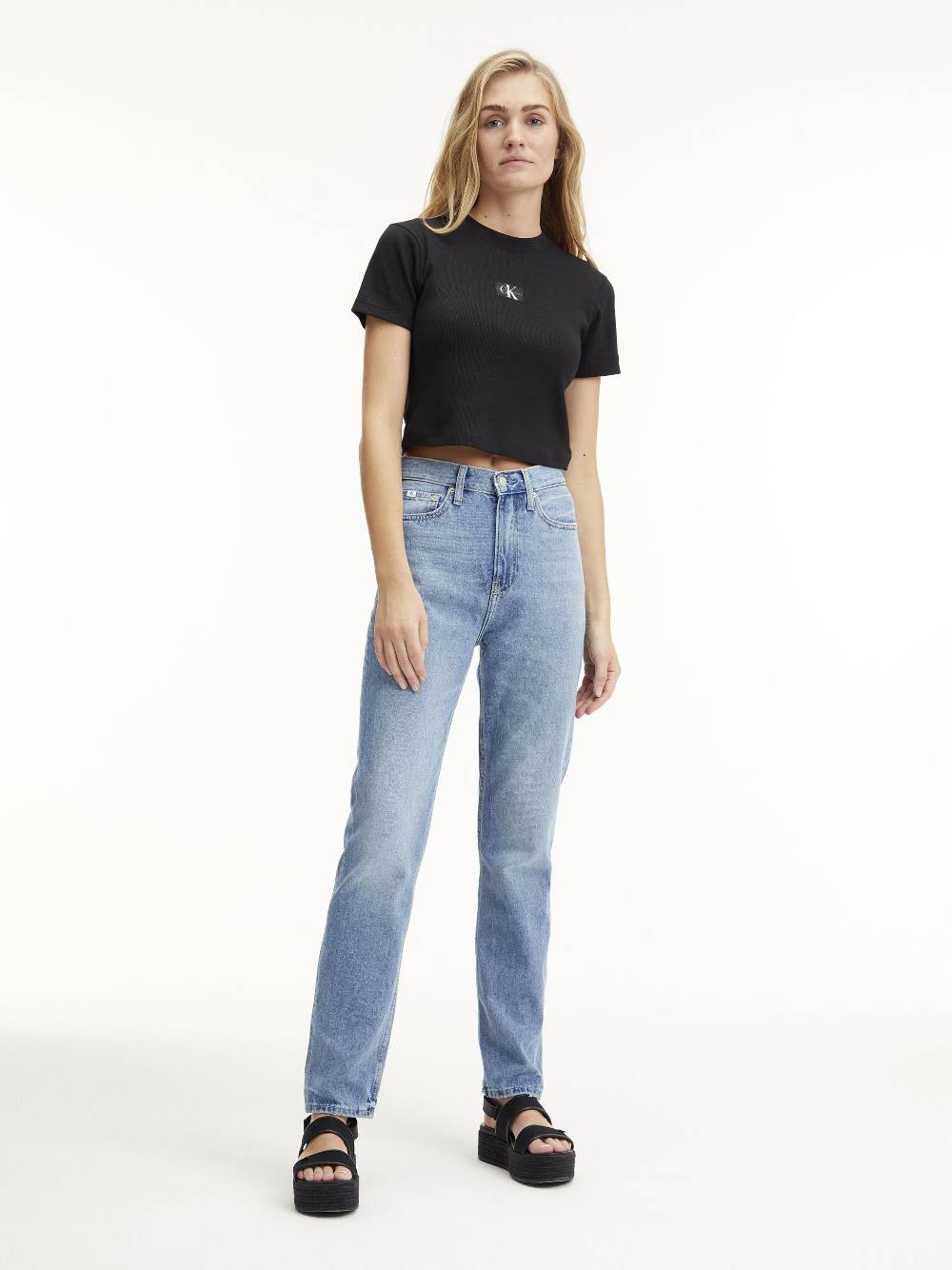 CALVIN KLEIN  Jeans Slim Fit a Vita Alta Calvin Klein in Azzurro Qualità