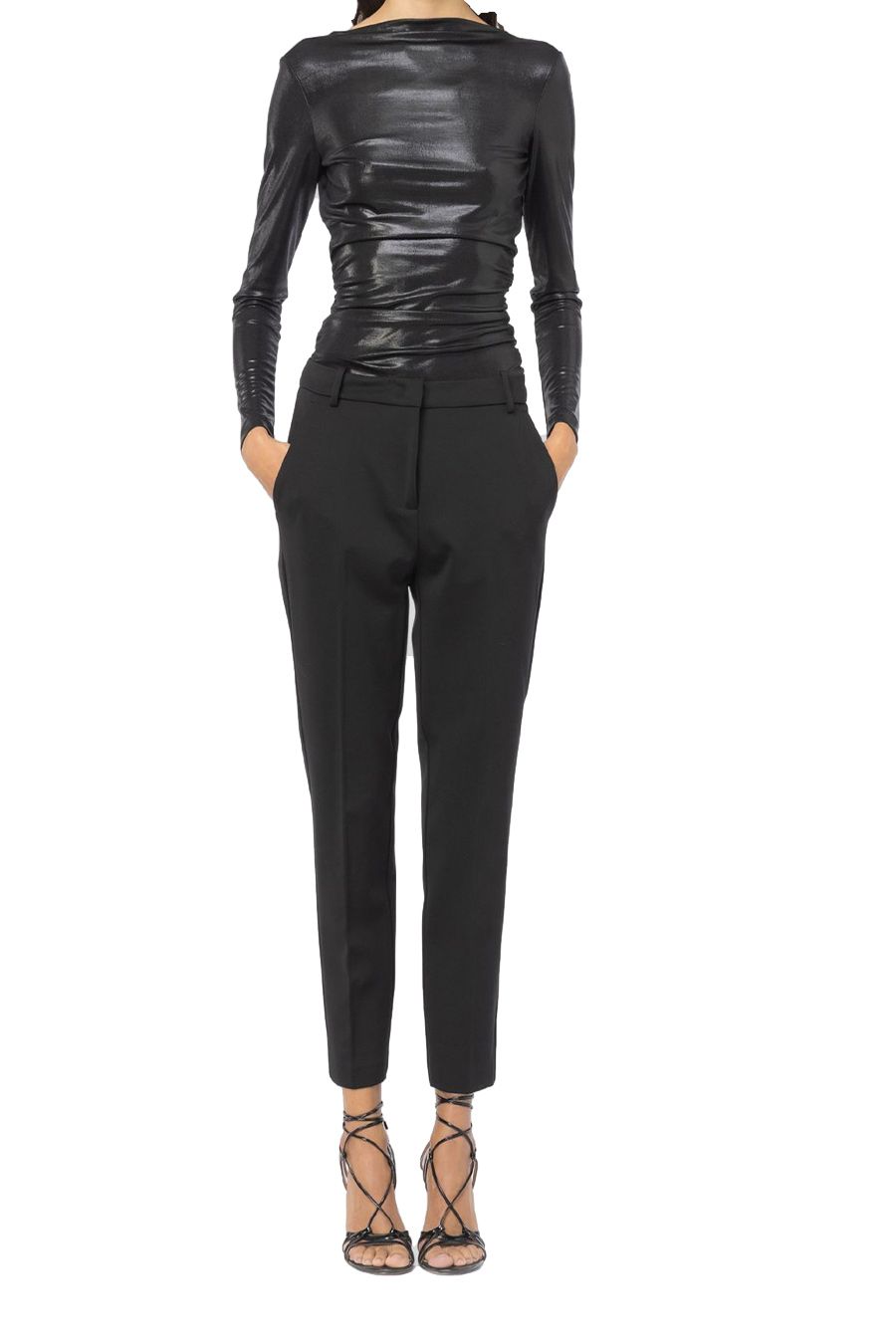 PINKO  Pantaloni Neri in Misto Viscosa PINKO da Donna Promozione