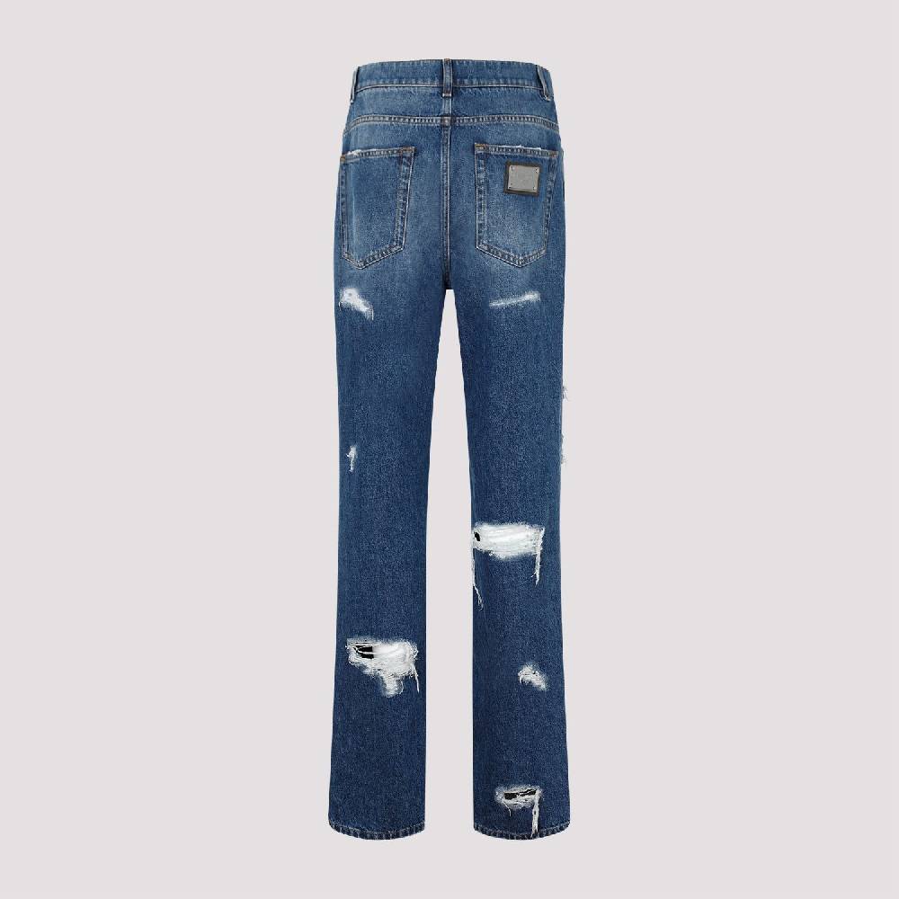 DOLCE & GABBANA  Jeans Distressed Cotone Blu Dolce & Gabbana Spedizione Gratuita