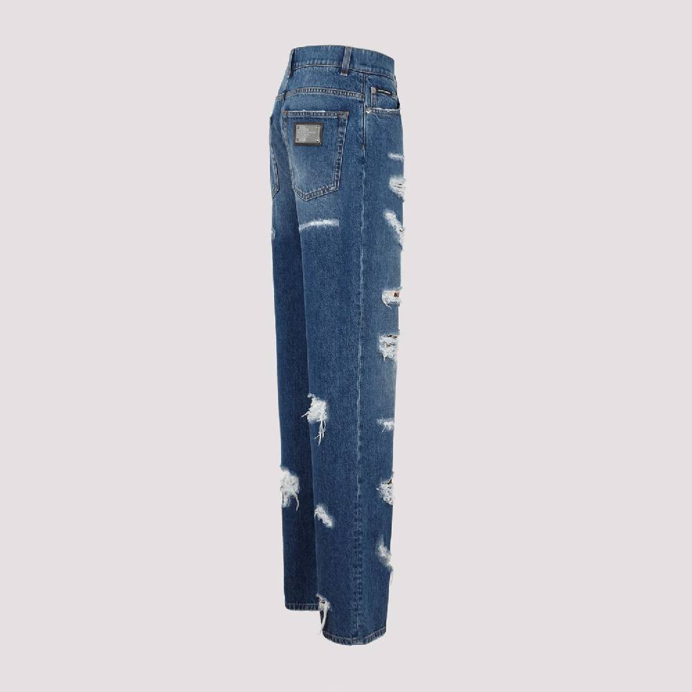 DOLCE & GABBANA  Jeans Distressed Cotone Blu Dolce & Gabbana Spedizione Gratuita