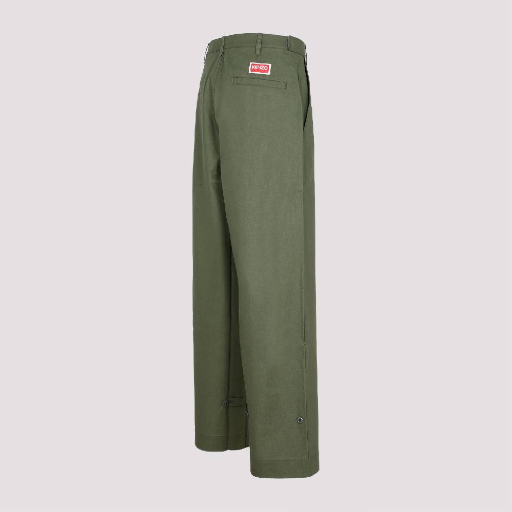 KENZO  Pantaloni Oversize in Cotone Kaki Scuro da Uomo KENZO Pezzi Unici