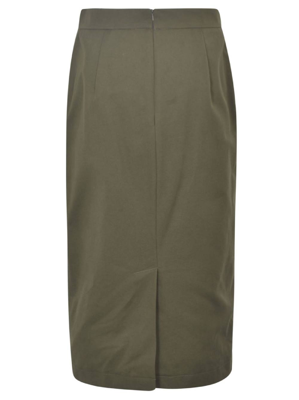 MAX MARA  Gonna in Cotone Verde Oliva Max Mara con Tasche Laterali Consegna Veloce