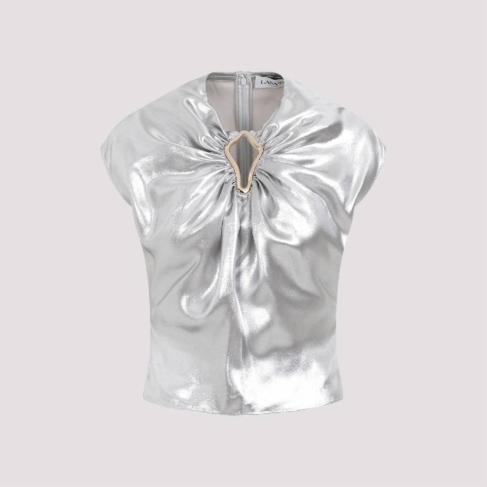 LANVIN  Top Drappeggiato Argento Metallizzato Lanvin - Viscosa Online