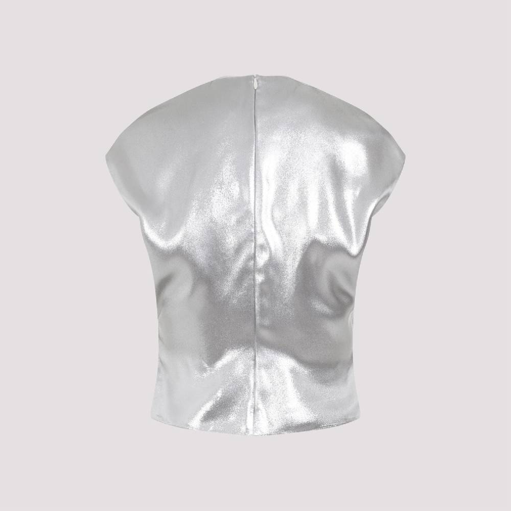 LANVIN  Top Drappeggiato Argento Metallizzato Lanvin - Viscosa Online