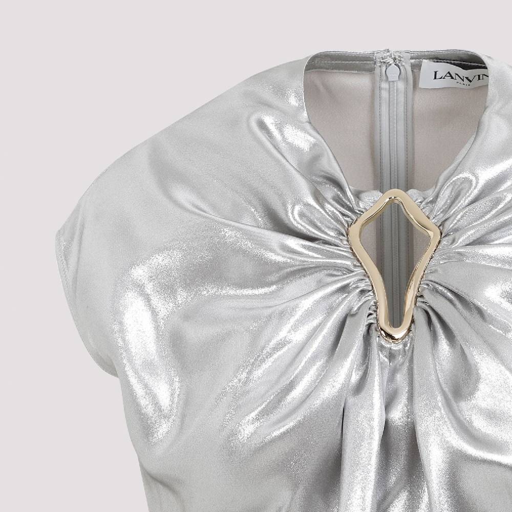 LANVIN  Top Drappeggiato Argento Metallizzato Lanvin - Viscosa Online