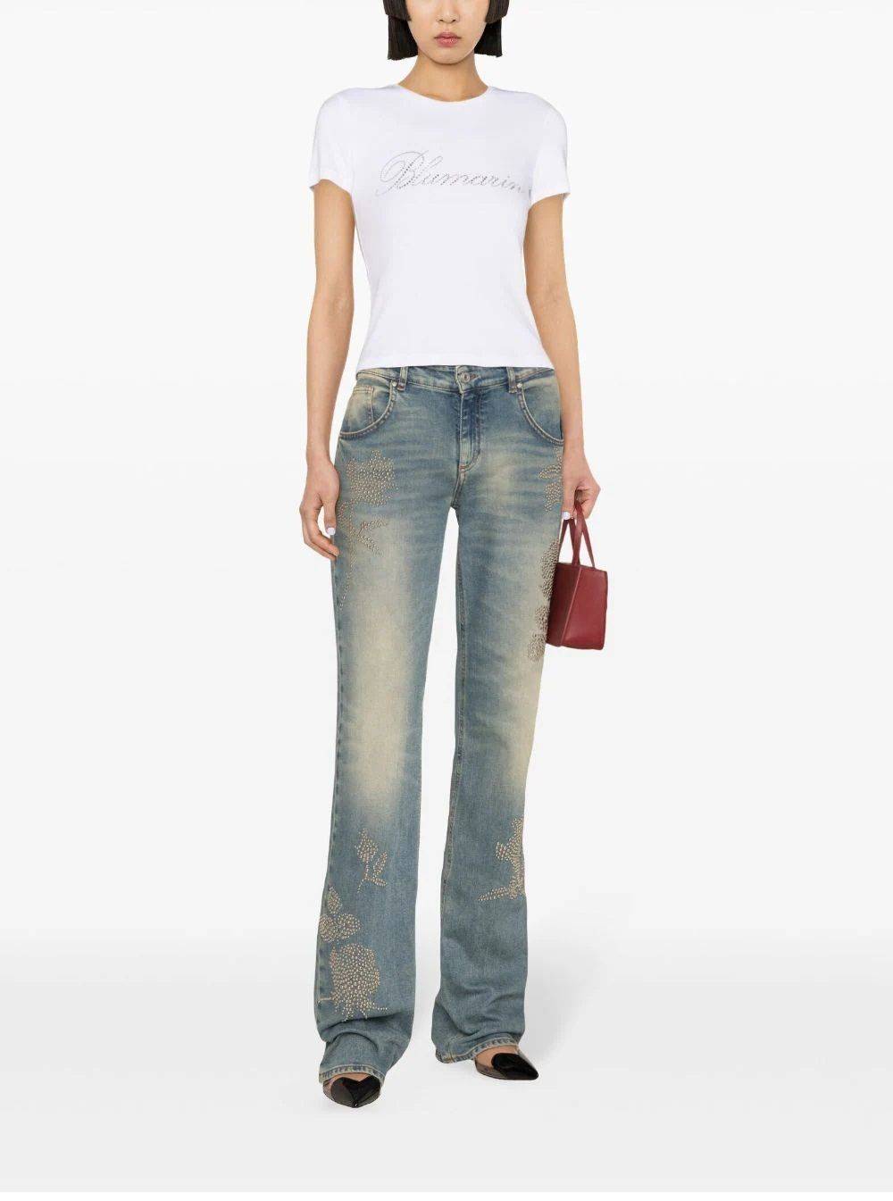 BLUMARINE  T-Shirt da Donna BLUMARINE in Cotone Bianco con Logo Outlet