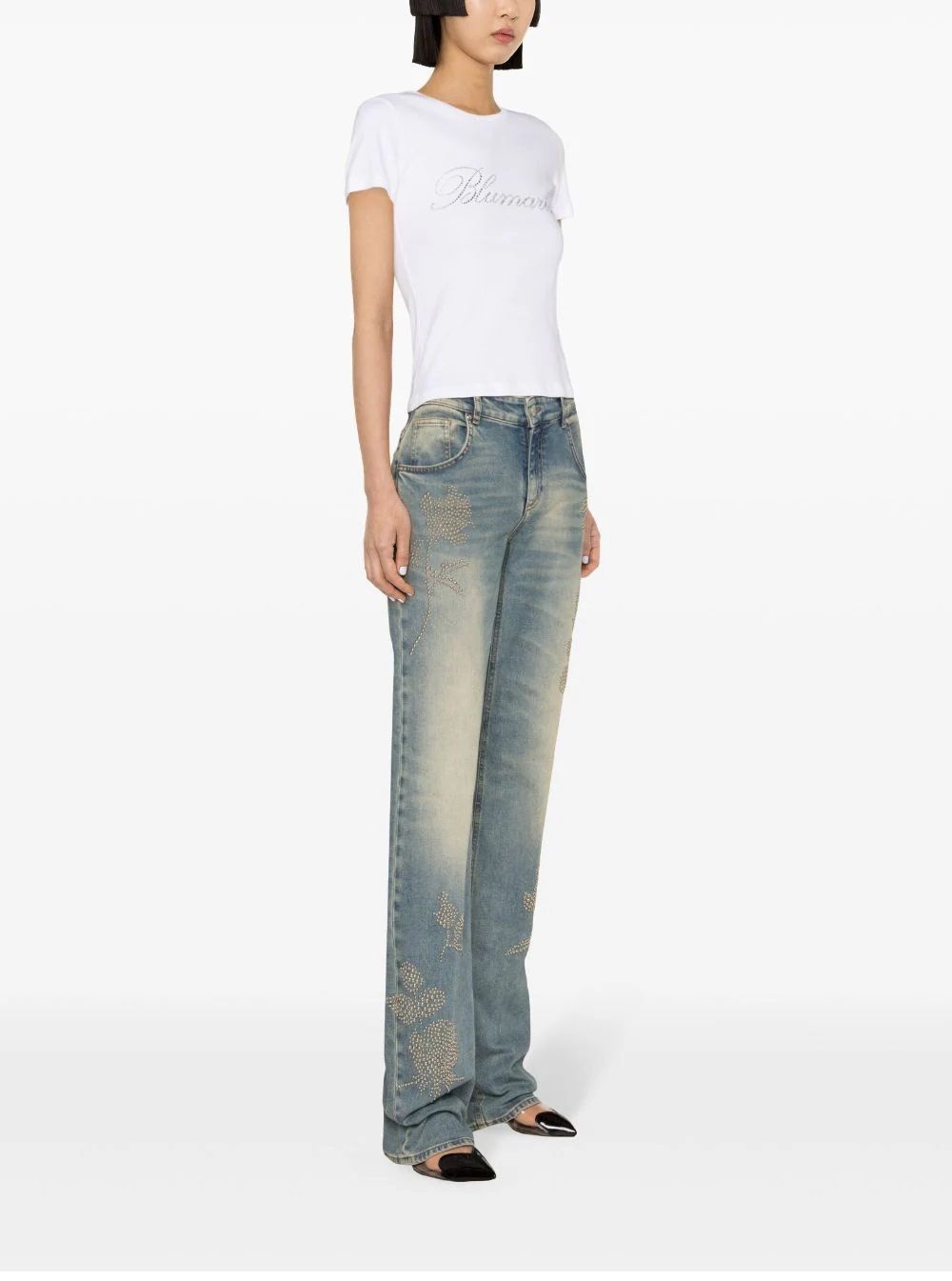 BLUMARINE  T-Shirt da Donna BLUMARINE in Cotone Bianco con Logo Outlet