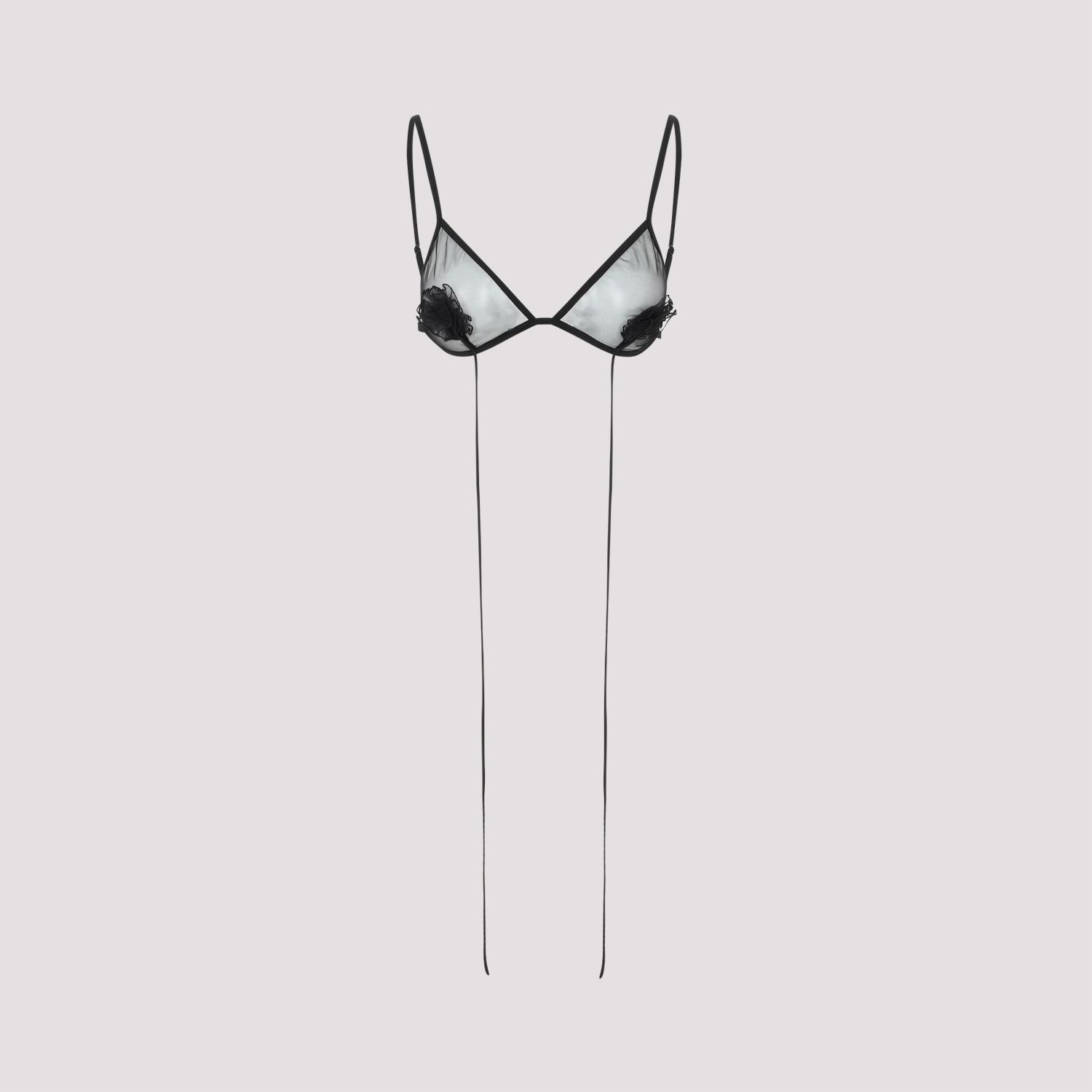 NENSI DOJAKA  Reggiseno Nensi Dojaka Nero Trasparente con Fiore Vendite Flash