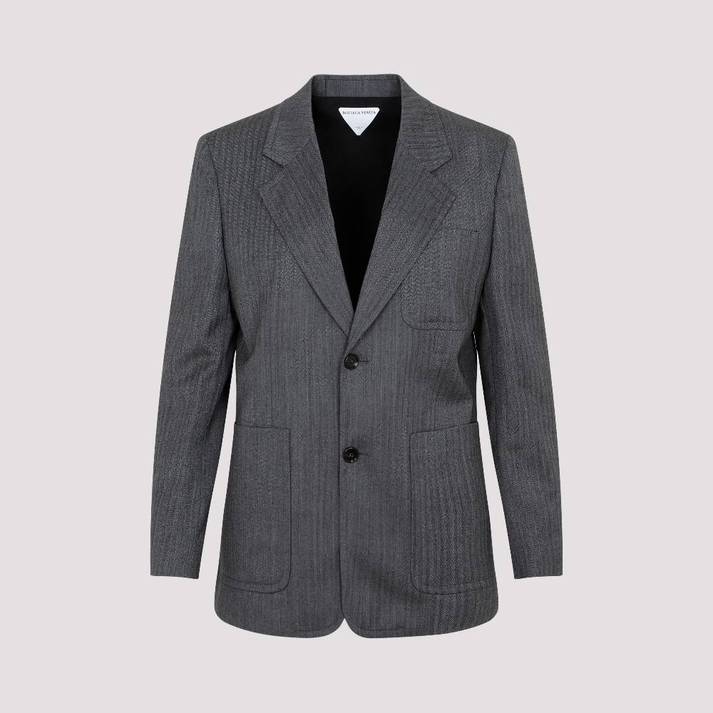 BOTTEGA VENETA  Blazer di Lana Chevron Grigio Bottega Veneta per Donna Negozio