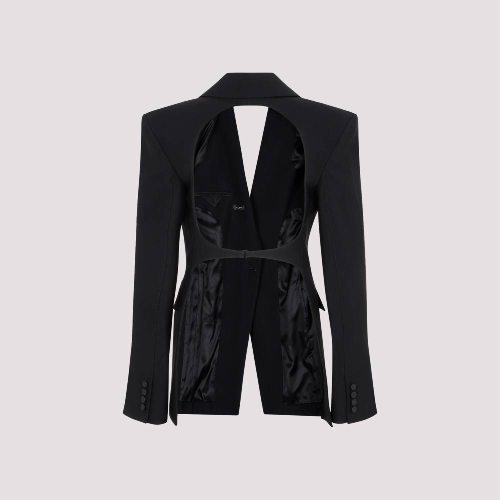 MUGLER  Giacca Avvolgente in Misto Lana Nera MUGLER Donna In Saldo