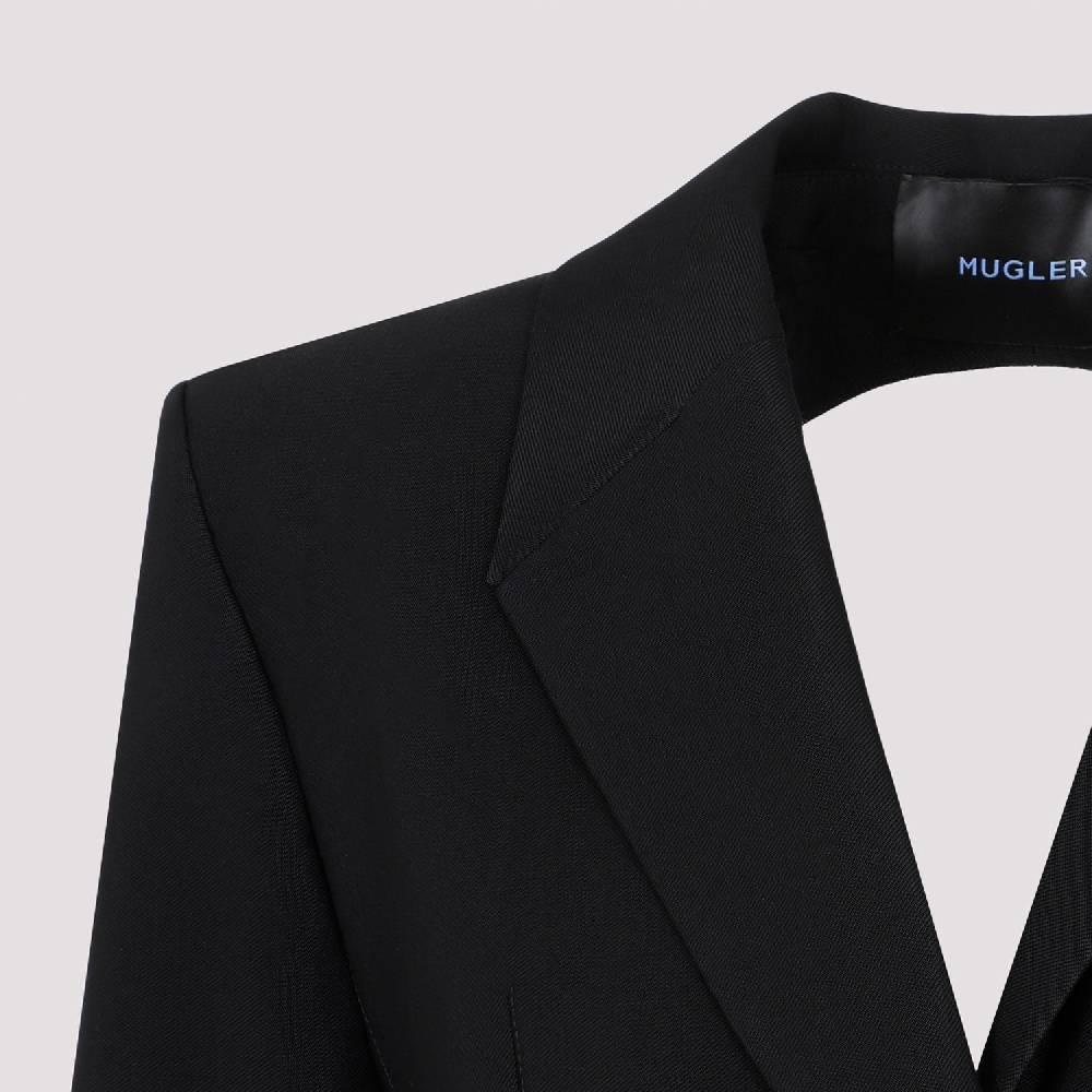 MUGLER  Giacca Avvolgente in Misto Lana Nera MUGLER Donna In Saldo