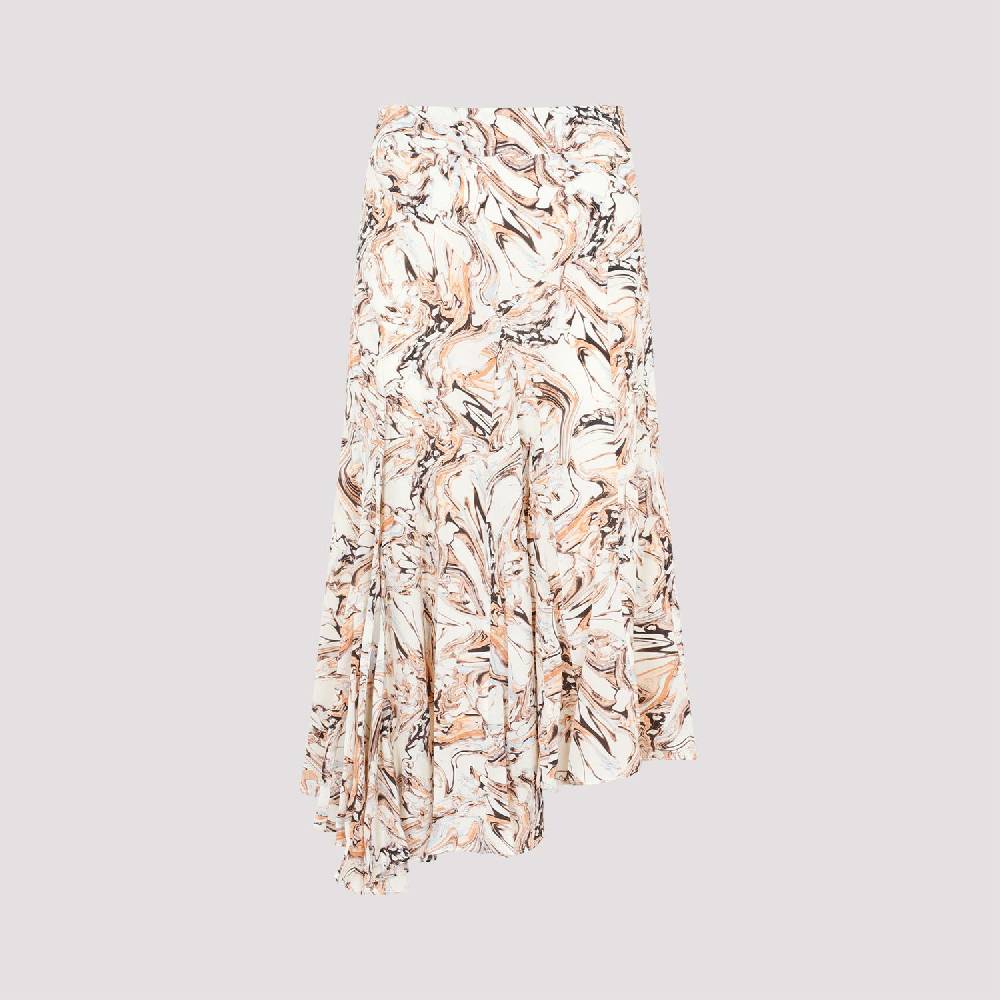 ISABEL MARANT  Gonna in Seta Toscane Isabel Marant Beige con Motivo Geometrico Nuova