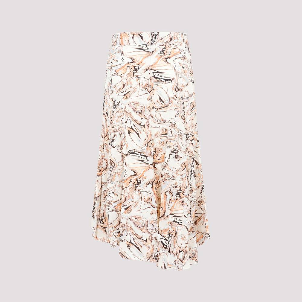 ISABEL MARANT  Gonna in Seta Toscane Isabel Marant Beige con Motivo Geometrico Nuova