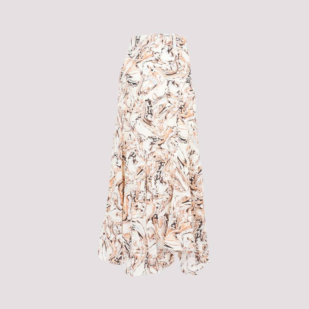 ISABEL MARANT  Gonna in Seta Toscane Isabel Marant Beige con Motivo Geometrico Nuova