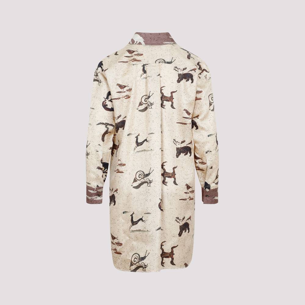 LOEWE  Camicia Oversize da Donna Loewe in Seta Beige con Stampa Animalier Qualità