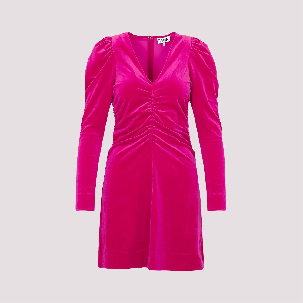 GANNI  Abito Mini in Velluto GANNI Love Potion - Rosa & Viola Pezzi Unici