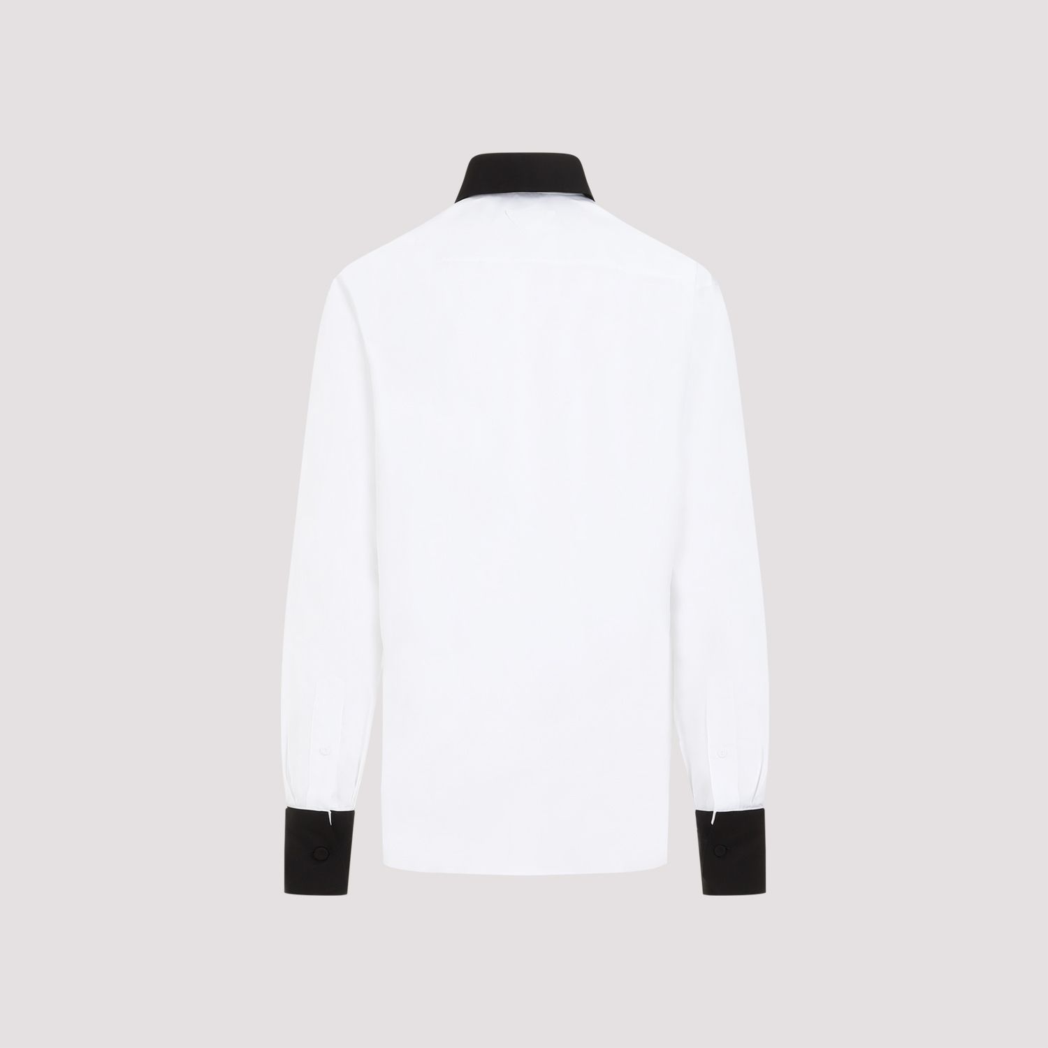 PRADA  Camicia Prada Uomo Cotone Bianco con Colletto a Contrasto Nero Soddisfazione Garantita