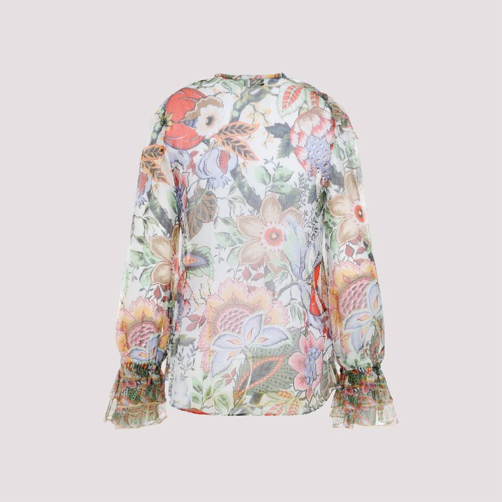 ETRO  Camicia ETRO in Seta Floreale con Ruche - Multicolore Negozi Online