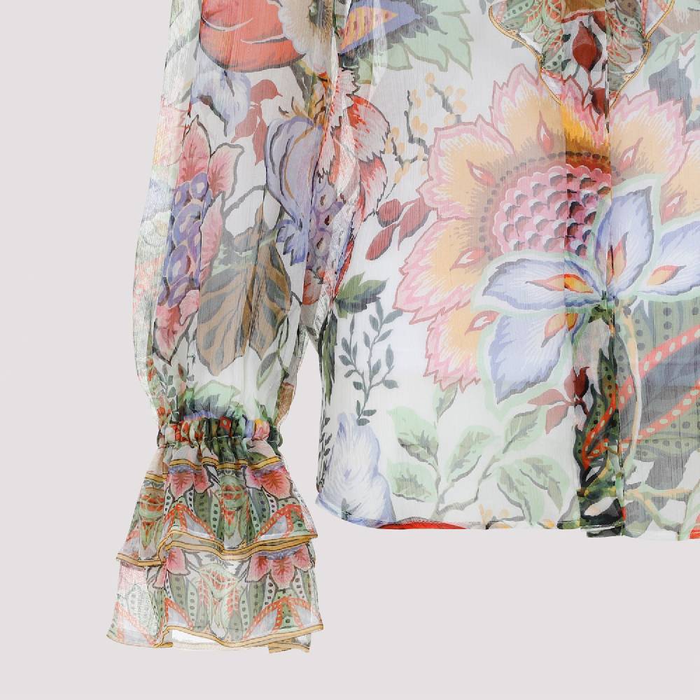 ETRO  Camicia ETRO in Seta Floreale con Ruche - Multicolore Negozi Online