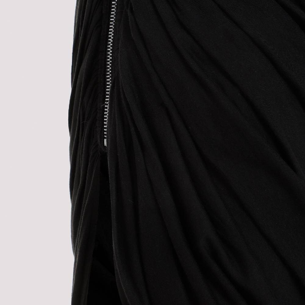RICK OWENS  Abito Drappeggiato Monospalla Nero in Cotone di Rick Owens Acquista Ora