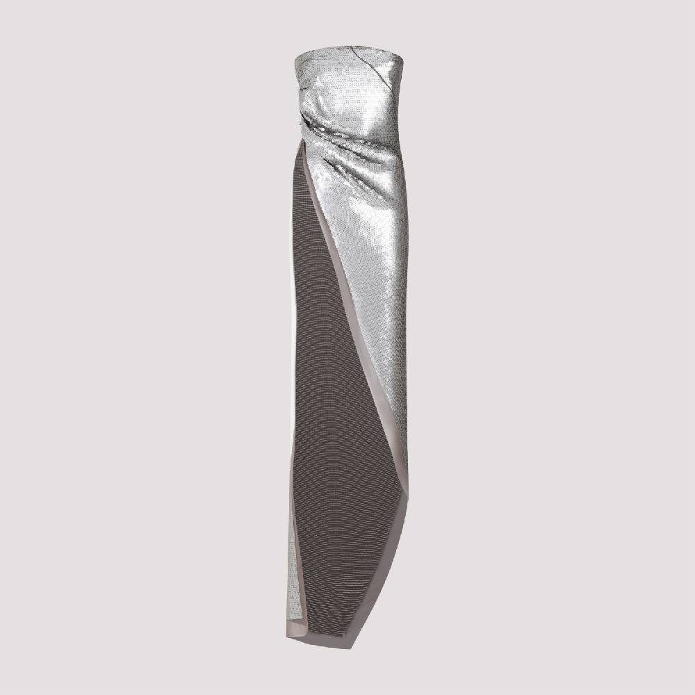 RICK OWENS  Top in Seta Grigio Perla con Paillettes Rick Owens Fino Al -60%
