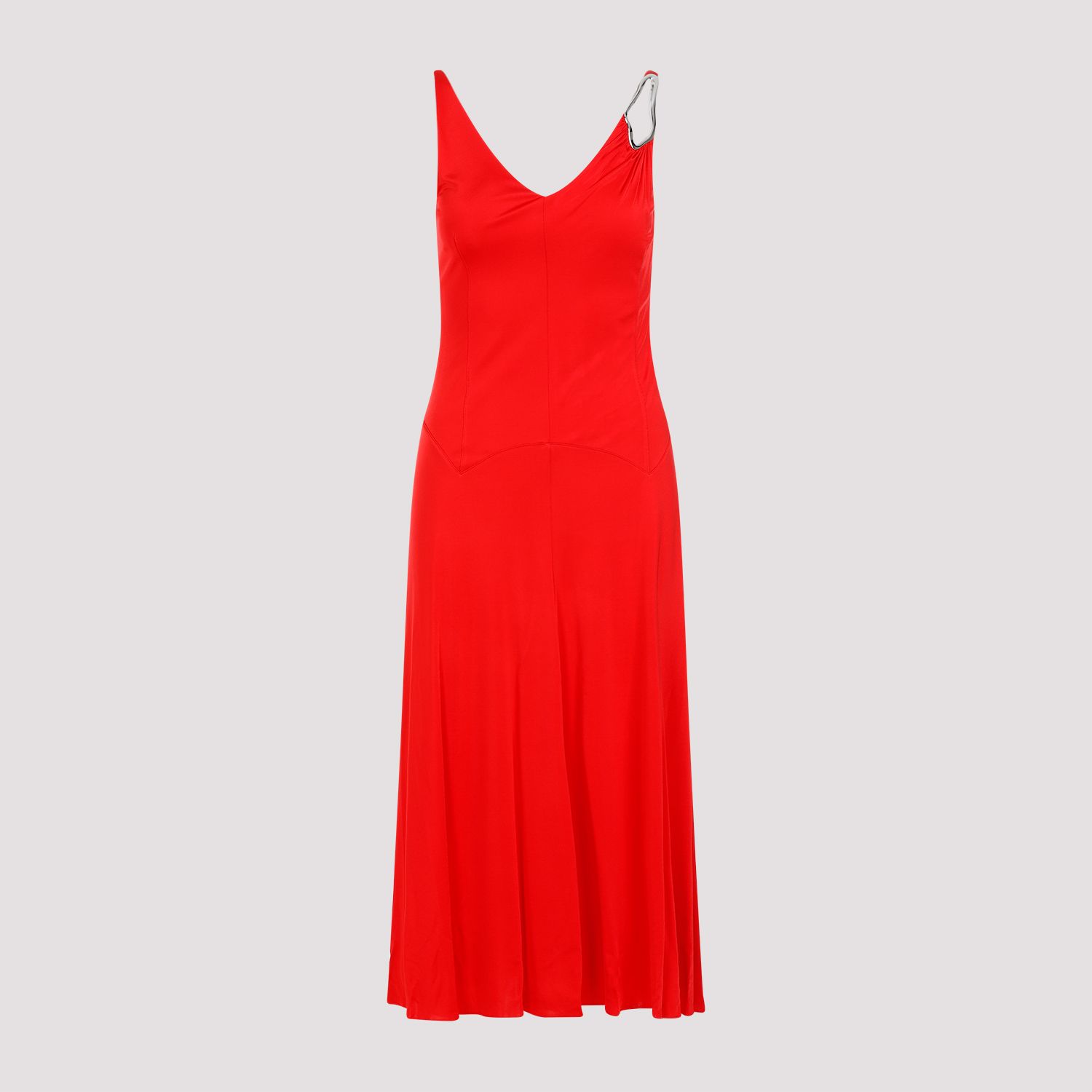 LANVIN  Abito Midi Rosso A-Line Senza Maniche Lanvin Affare Del Giorno