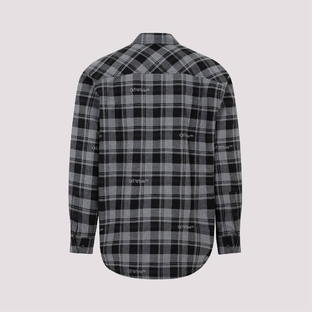 OFF-WHITE  Camicia Overshirt a Quadri in Cotone Grigio da Uomo Off-White Prezzo Ridotto