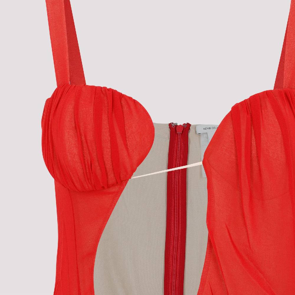 NENSI DOJAKA  Abito Mini Asimmetrico Rosso di Seta Nensi Dojaka Convenienza