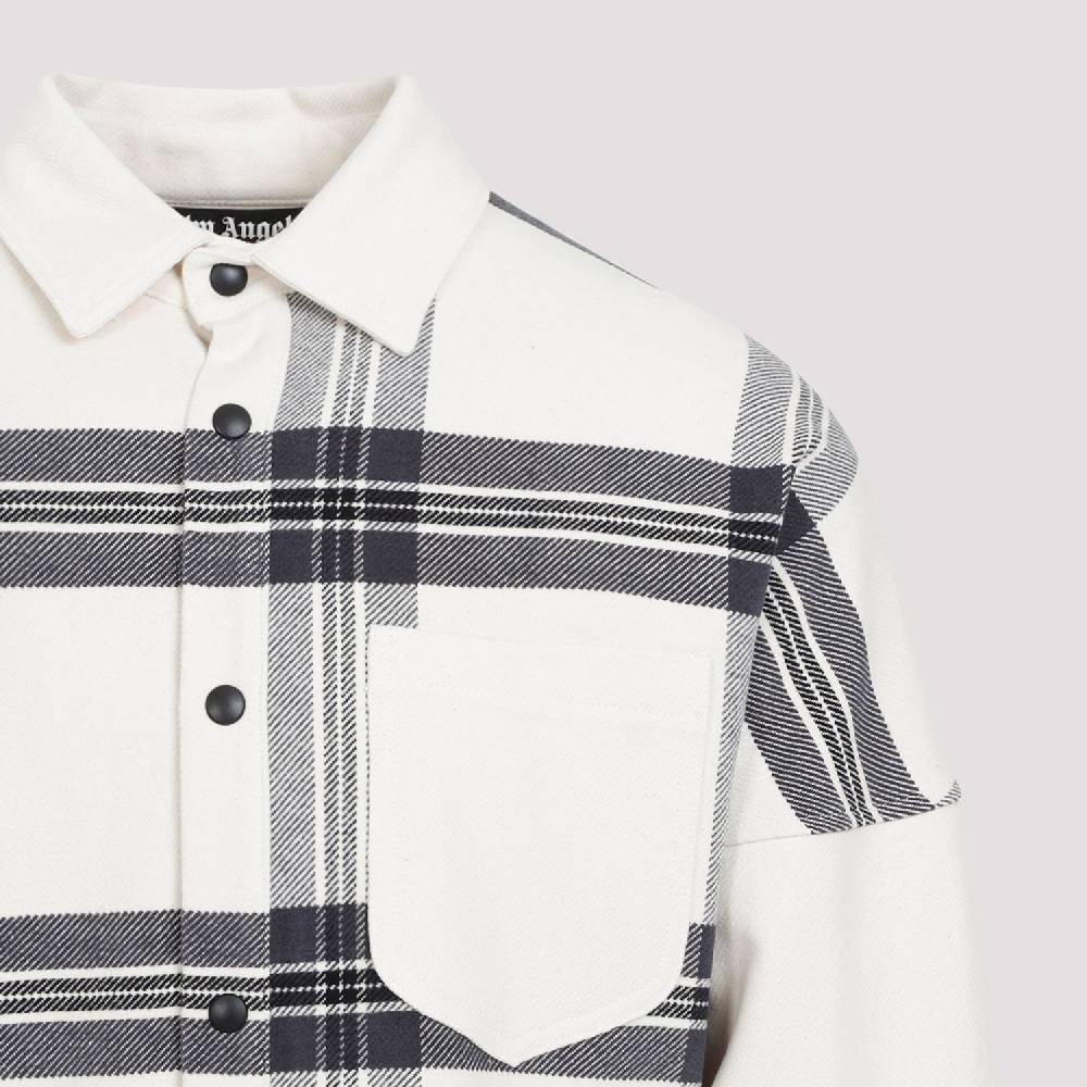 PALM ANGELS  Camicia Overshirt a Quadri Bianco Spento Palm Angels - Uomo Presa