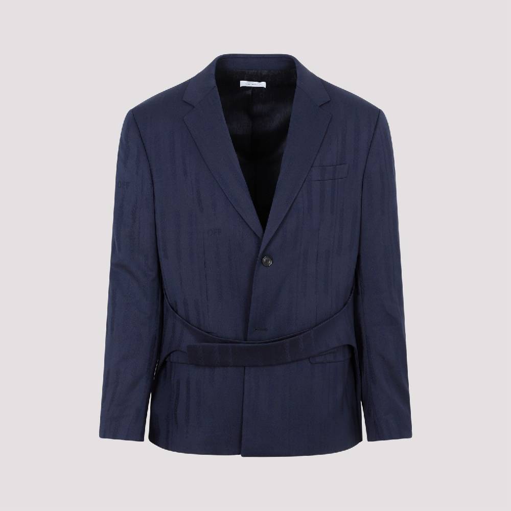 OFF-WHITE  Giacca Uomo Off-White in Lana Blu Shibori Offerta