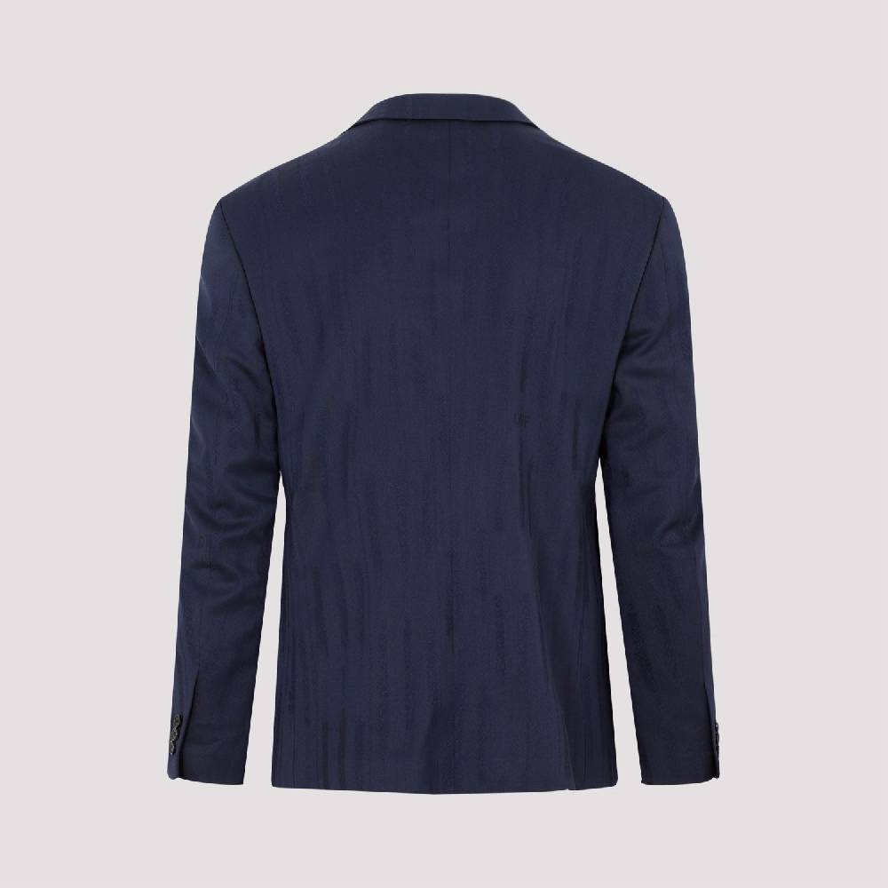 OFF-WHITE  Giacca Uomo Off-White in Lana Blu Shibori Offerta