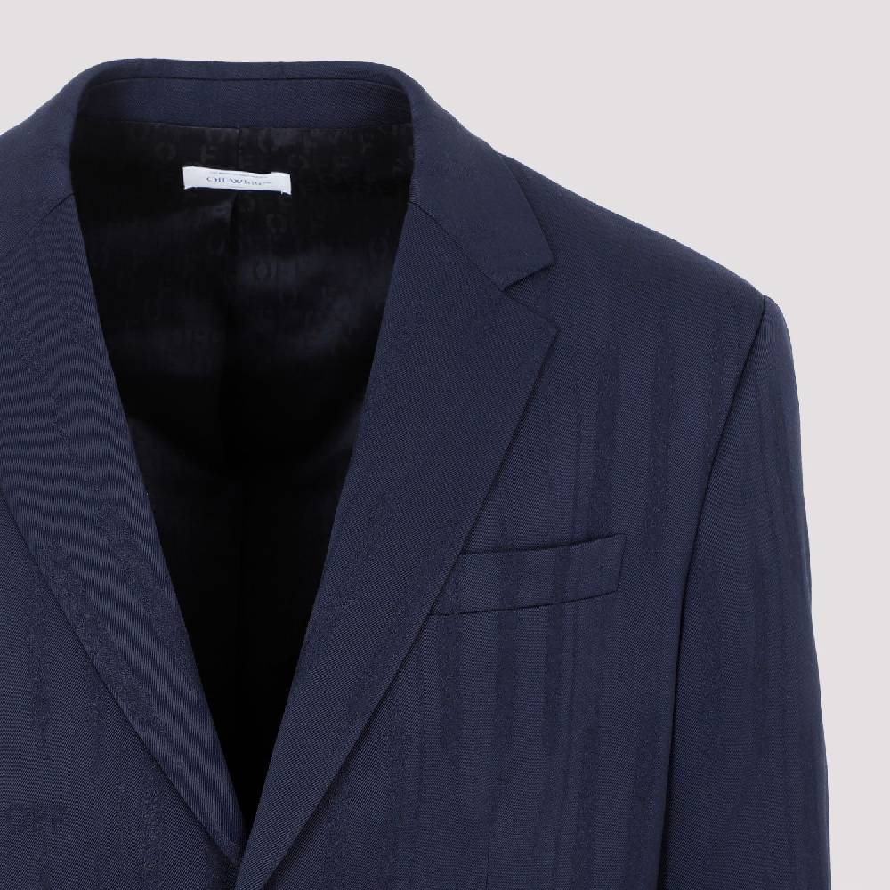 OFF-WHITE  Giacca Uomo Off-White in Lana Blu Shibori Offerta