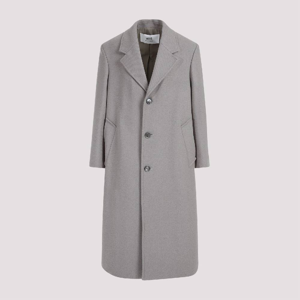 AMI  Cappotto Uomo AMI Taupe in Misto Lana Oversize Online
