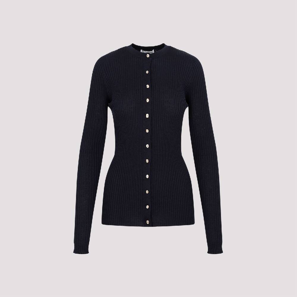 JIL SANDER  Cardigan Blu Notte in Lana e Seta da Donna Jil Sander In Vendita