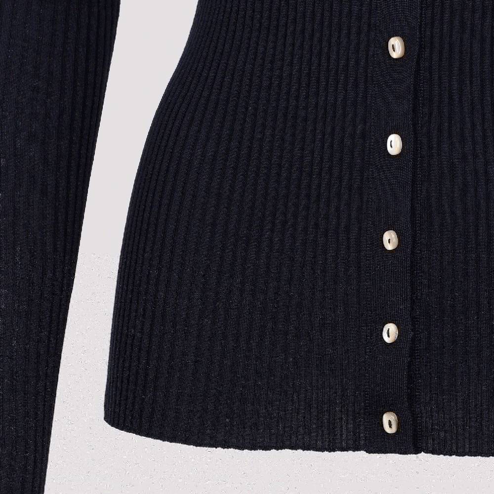 JIL SANDER  Cardigan Blu Notte in Lana e Seta da Donna Jil Sander In Vendita