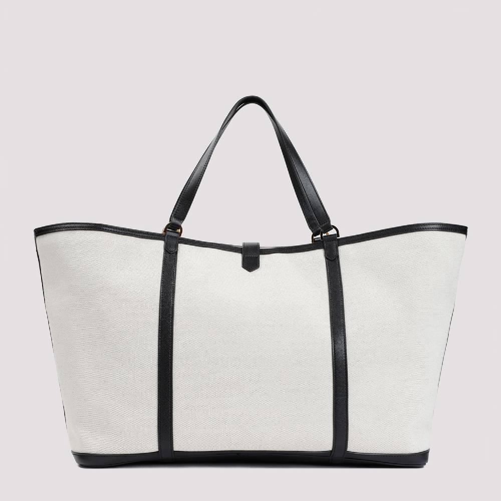 TOM FORD  Borsa Shopper TOM FORD in Cotone e Pelle Nera Offerte