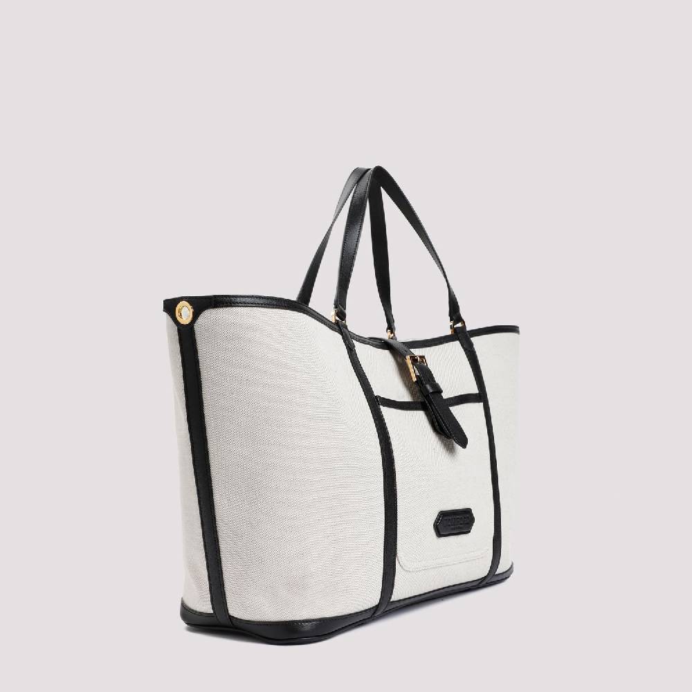 TOM FORD  Borsa Shopper TOM FORD in Cotone e Pelle Nera Offerte
